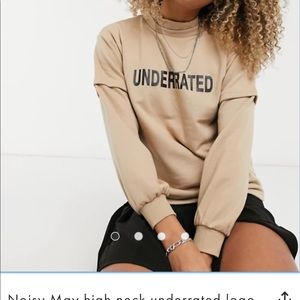 high neck underrated logo sweatshirt in beige